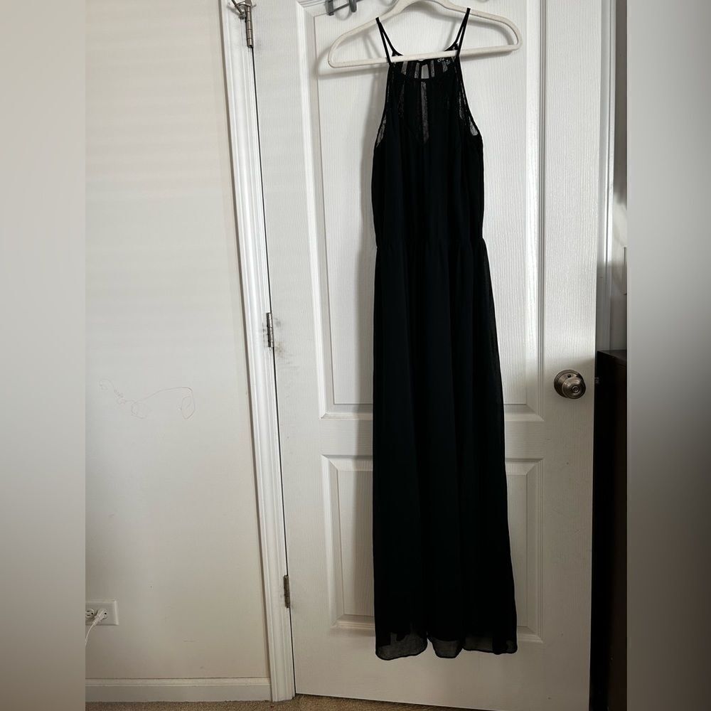 City Chic high neck lace panel maxi dress Flowy M SZ 20 gothic black‎ industrial